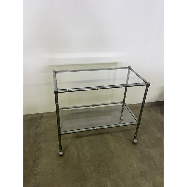 Steel Coffee Table or Serving Cart on Casters, 1980s For Sale - Image 6 of 6