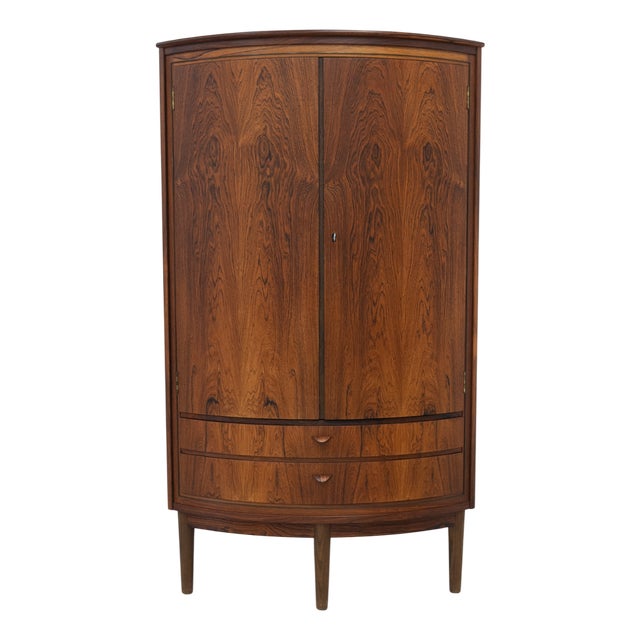 Mid-Century Modern Danish Bow Front Corner Cabinet, 1950s For Sale