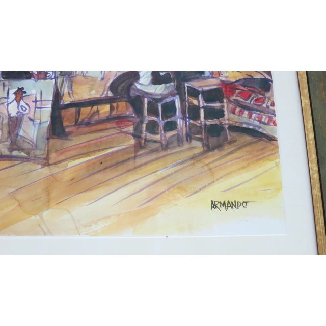 Wood Abstract Expressionism Framed Painting by Armando For Sale - Image 7 of 13