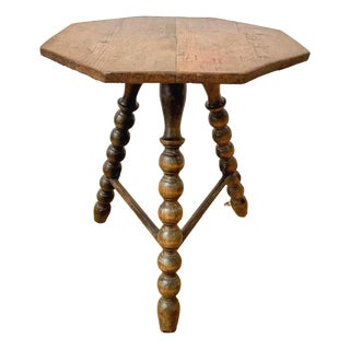 Victorian Wooden Bobbin Tripod Leg Side Table For Sale