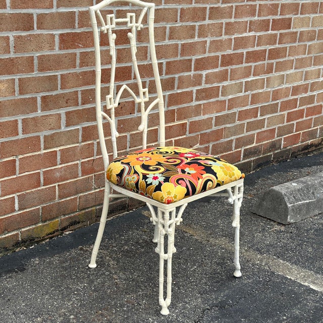 Vintage Kessler Faux Bamboo Aluminum Patio Side Chair Can be used as an outdoor dining chair or for indoor patio or desk...