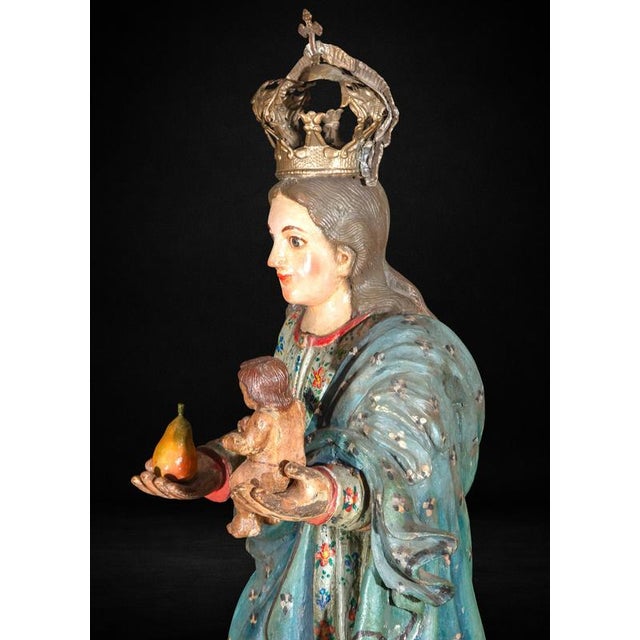 Mid 18th Century Antique Peruvian Polychromed Wood Sculpture, 1750 For Sale - Image 5 of 12
