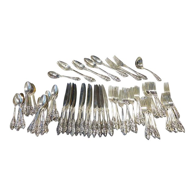 Late 20th Century Baroque by Godinger Silver Plated Flatware Set for 12+ 70 Piece With Serving Pieces For Sale