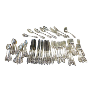 Late 20th Century Baroque by Godinger Silver Plated Flatware Set for 12+ 70 Piece With Serving Pieces