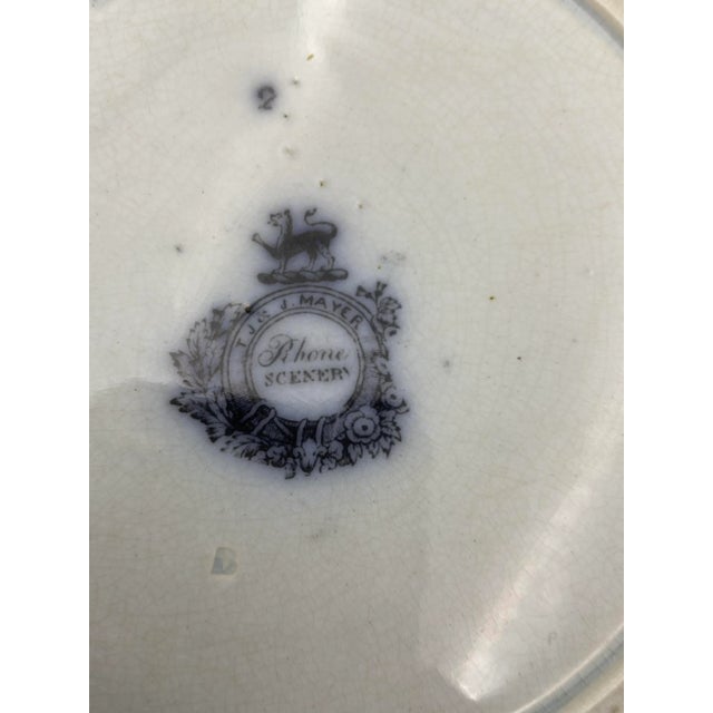 Antique T. J. & J. Mayer Black Mulberry Transferware Plate, “Rhone Scenery” Pattern For Sale - Image 4 of 6