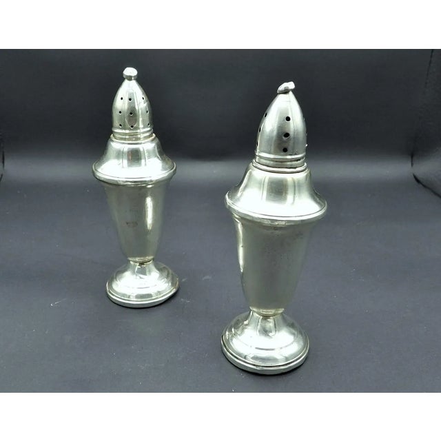 Vintage 1930s Sterling Silver Salt & Pepper Shakers With Glass