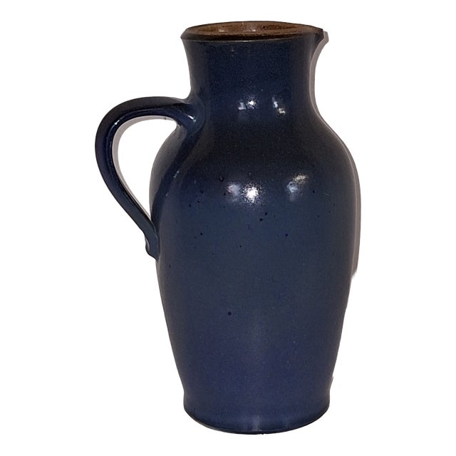 Vintage Ceramic Blue Jug by H. Schulze Crinitz, 1980s For Sale