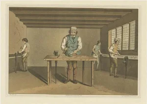 Cutler at Work Making a Knife in Sheffield, 1885, Paper