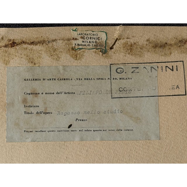 Filippo De Pisis, Composition, Mixed Media on Paper, 1945 For Sale - Image 11 of 12