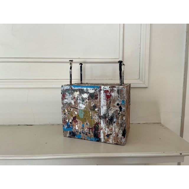 George S. Rennie III (American 1940 - 2022) Mid-Century Modern Mixed Media Construction Abstract Drip Painting Table Sculpture Circa 1965 For Sale - Image 15 of 17