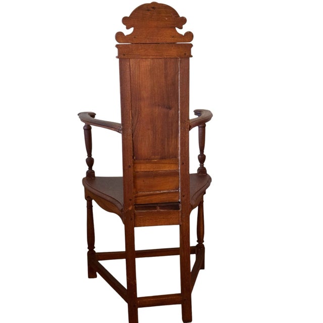 Wood Renaissance Style French Walnut Caquetiore Armchair Carved Back Splat, 19th Century For Sale - Image 7 of 11