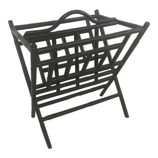 Vintage Painted Faux Bamboo Magazine Rack For Sale