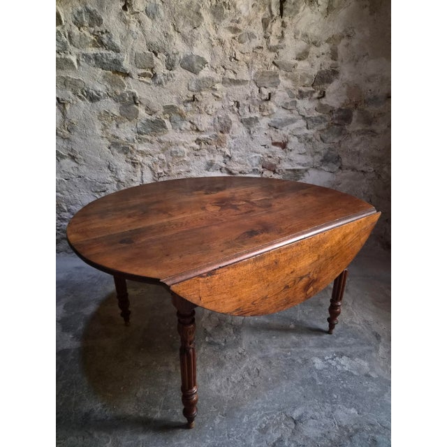Antique French Round Oak Drop-Leaf Dining Table, 1870s For Sale - Image 16 of 18