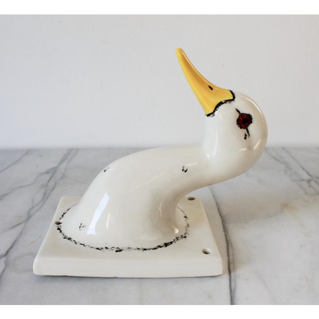 Ceramic Vintage Wall Mounted Ceramic Duck Towel or Apron Holder For Sale - Image 7 of 8