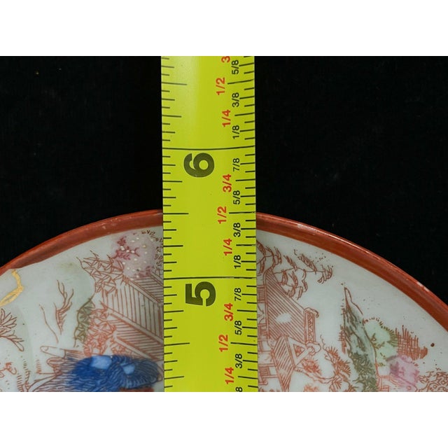 Red Antique Early 20th Century Japanese Porcelain 5.5 Inch Dish Set - Set of 10 For Sale - Image 8 of 9