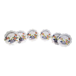 Bristol Delftware Polychrome Chinoiserie Scalloped Plates, Set of Six For Sale