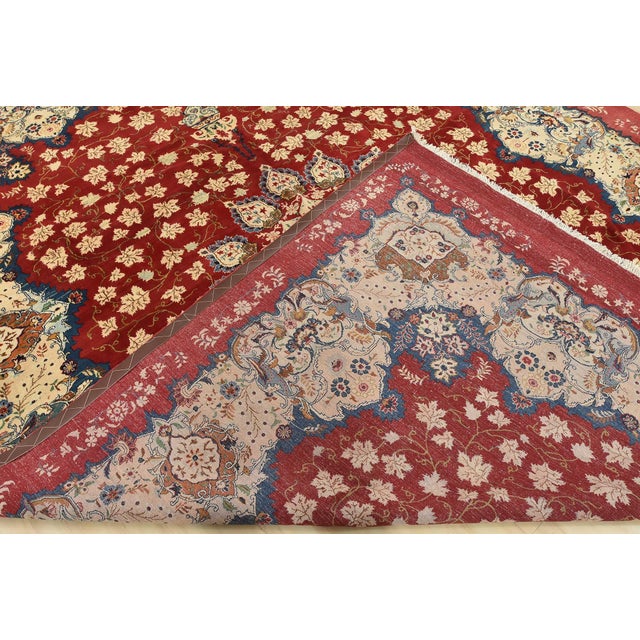 Kashan Rug 9’11” X 13′ Red Wool Vintage Traditional Hand-Knotted Carpet For Sale - Image 14 of 15