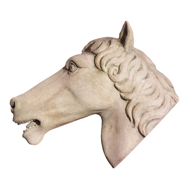 Carved Limestone Horsehead From Italy For Sale