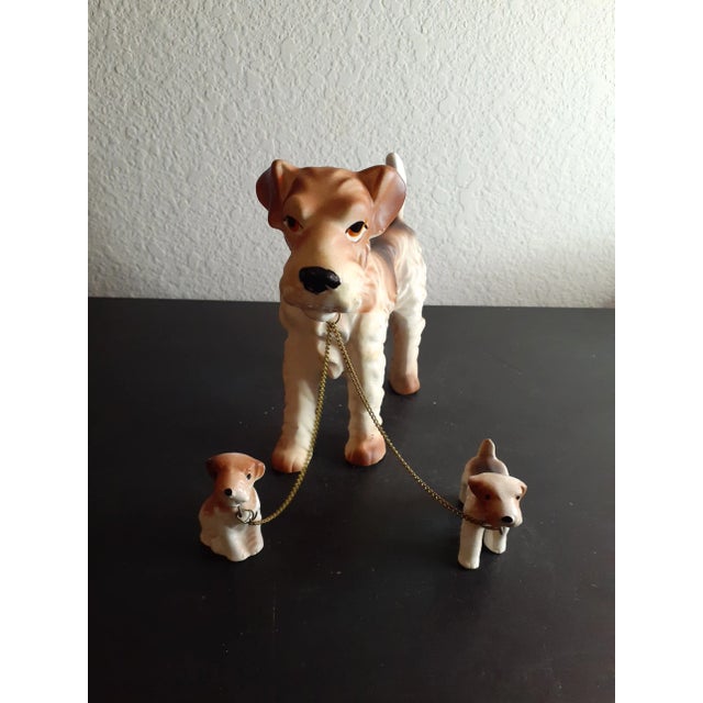 Vintage Bisque Airedale Terrier Doggie With Pups Figurines For Sale In Dallas - Image 6 of 6