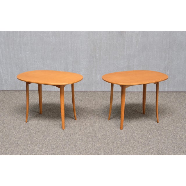 Ovalen Side Tables in Oak by Carl Malmsten for Carl Löfving, Sweden, 1960s, Set of 2 For Sale - Image 13 of 13