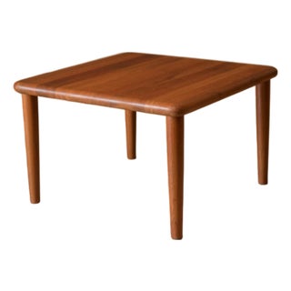 Danish Modern Solid Teak Square Coffee End Table by Glostrup For Sale