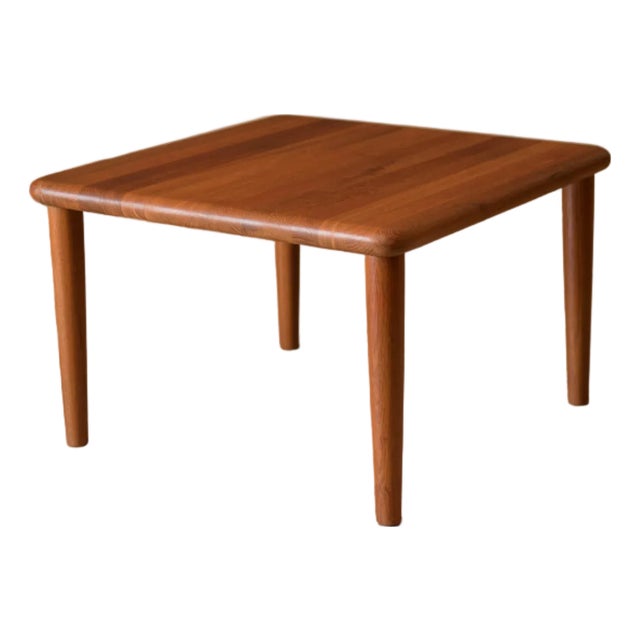 Danish Modern Solid Teak Square Coffee End Table by Glostrup For Sale
