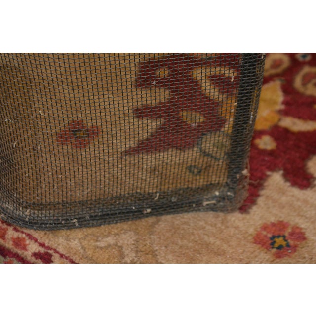 Vintage Black Metal Mesh & Iron Curved Front Fireplace Screen W/Brass Handles For Sale - Image 14 of 17