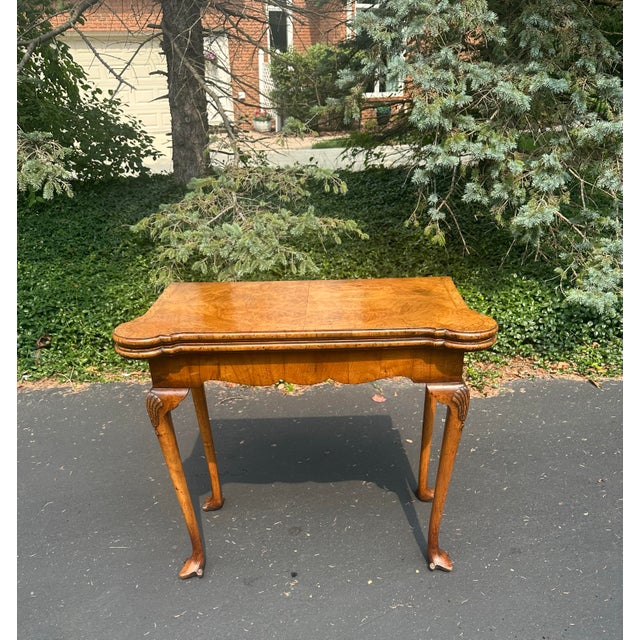 Late 18th Century Antique George 11 Burl Wood Leather Top Games Table For Sale - Image 5 of 12