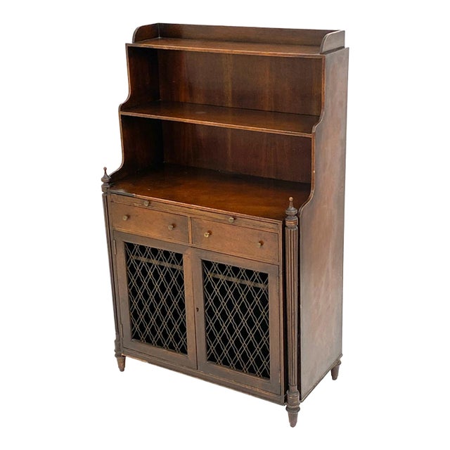 Antique English Mahogany Server Chiffonier Display Cabinet For Sale