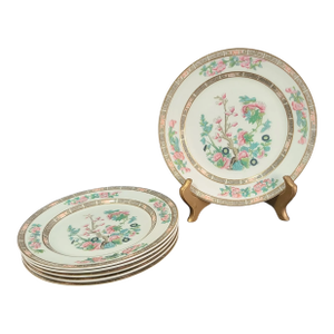Vintage Lenox Floral Gold Rim Asian Indian Tree Salad Dessert Lunch Plates- Set of 6