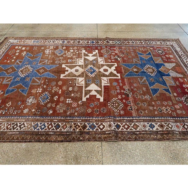 Textile Galerie Shabab Collection Mid-20th Century Handmade Caucasian Kazak Tribal Accent Rug For Sale - Image 7 of 10