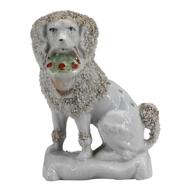 1900s Antique Poodle Dog Tooth Pick Holder, Porcelain, Germany For Sale