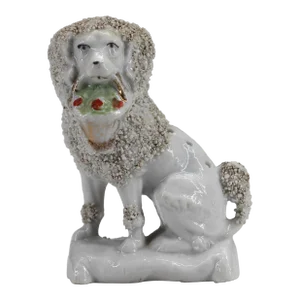 1900s Antique Poodle Dog Tooth Pick Holder, Porcelain, Germany