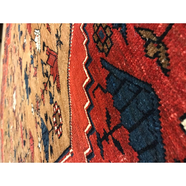 Textile Antique Bakshaish Carpet, Oriental Persian Handmade in Brown, Blue and Red For Sale - Image 7 of 18