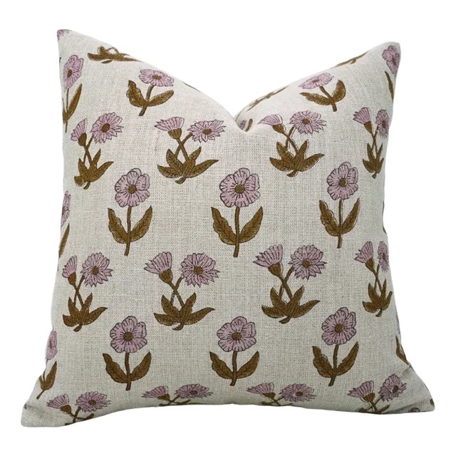 Premium Thick Linen Cushion Cover Floral Design 26x26 Inch- Kirti For Sale