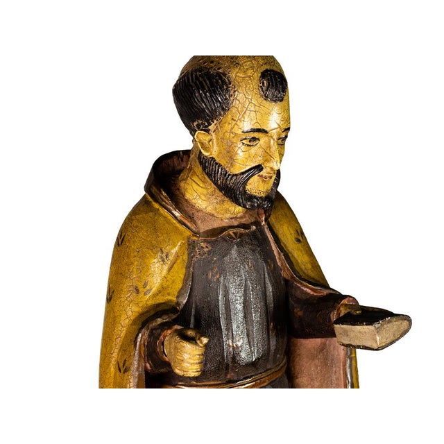 Brown Saint Benedict Statue, Symbol of Faith & Guidance, 1980s, Wood For Sale - Image 8 of 10