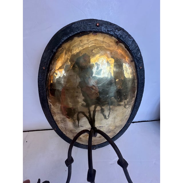 Antique Hammered Brass & Iron Candle Sconces -a Pair For Sale In Philadelphia - Image 6 of 8