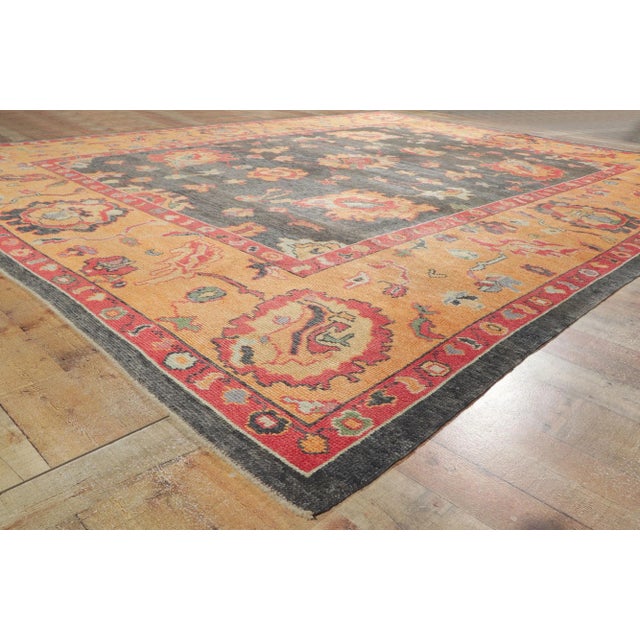 Textile Vintage Modern Turkish Oushak Rug - 10'03 X 13'00 For Sale - Image 7 of 10