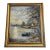 French-Style Lake Landscape Painting – Fishermen in a Boat With Ornate Gold Leaf Frame For Sale