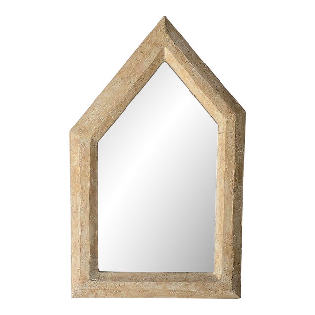 Vintage Minimalist Asymmetrical Cast Plaster Wall Mirror For Sale