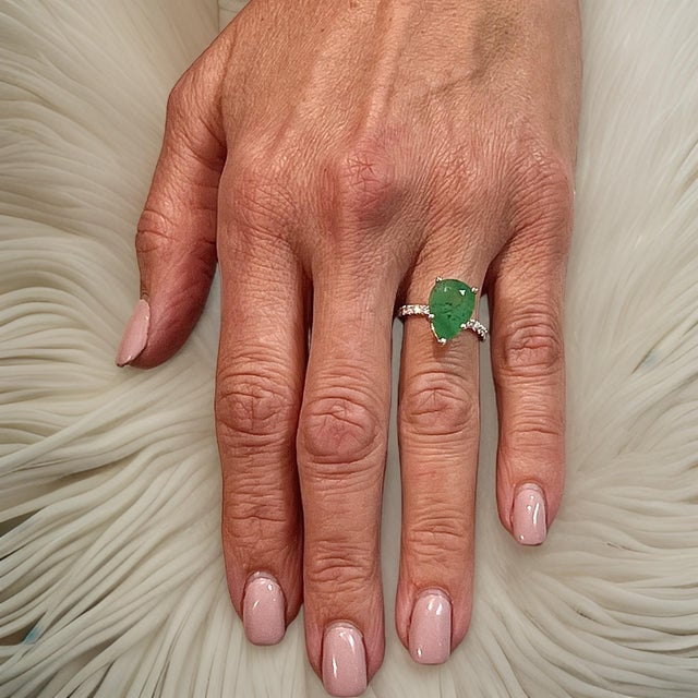 Natural Emerald Diamond Ring 6.5 14k WG 4.62 TCW Certified For Sale - Image 12 of 18