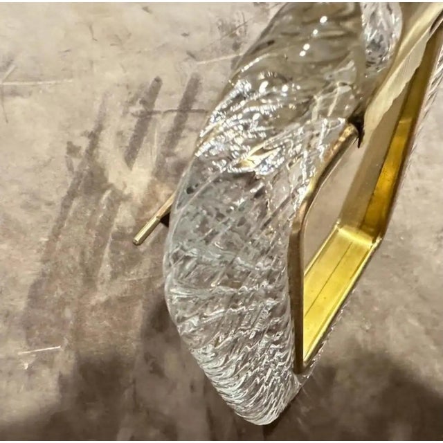 Brass 1990s Barovier Style Art Deco Clear Murano Glass and Brass Picture Frame For Sale - Image 8 of 8