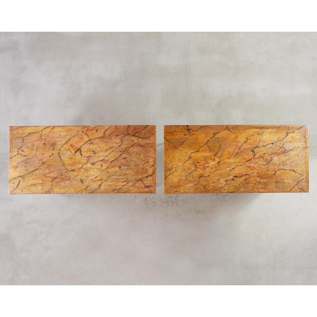 19th Century Pair of Italian Venetian Faux Marble Top Painted Cabinets For Sale - Image 5 of 18