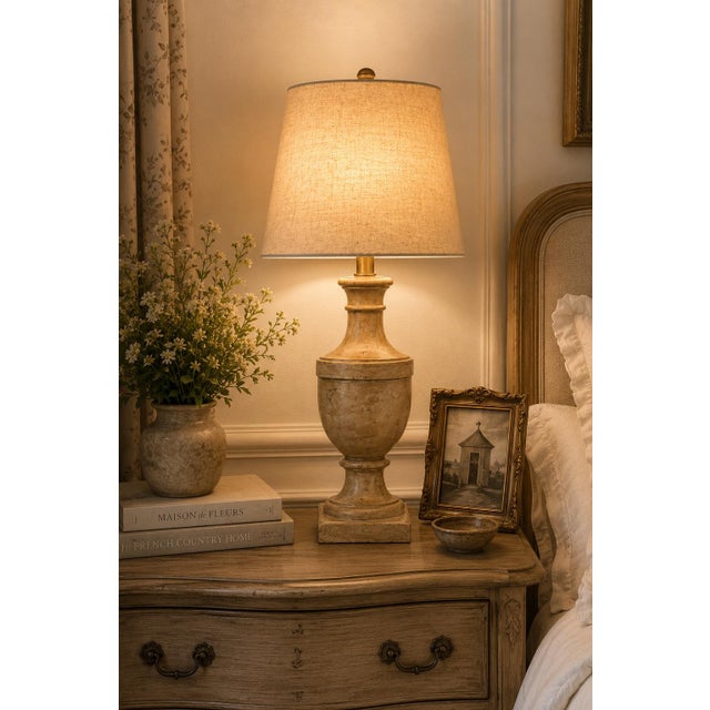 Late 20th Century Belgian French Country Weathered Wood Turned Table Lamps - a Pair For Sale - Image 4 of 4