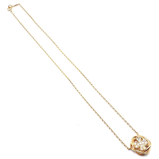 Chanel 4 Leaf Clover Gold Diamond Pendant Link Chain Necklace For Sale In Philadelphia - Image 6 of 12
