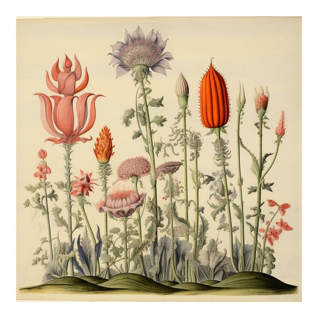 18' X 18' 'Flowers' Botanical Print, 'Hortus Floridus' Style For Sale