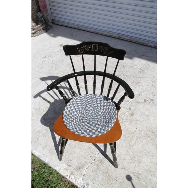 Wood Early 20th Century Nichols and Stone Black Lacquered Hand Painted Windsor Chair For Sale - Image 7 of 12