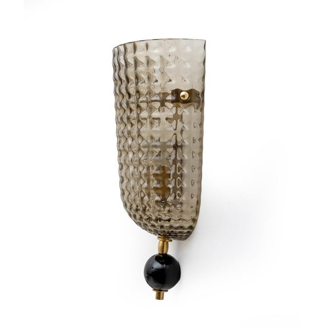 Italian Modern Murano Glass Textured Wall Sconces, 2000, Set of 2 For Sale - Image 3 of 10