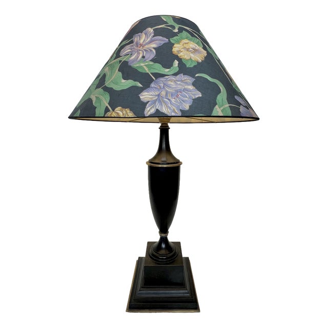 Turned Dark Oak Baluster Shaped Table Lamp, 1950s For Sale