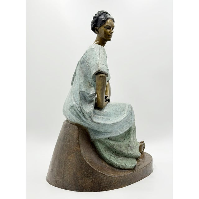 Víctor Gutiérrez Monumental Mexican Bronze Seated Woman Sculpture, 1989 For Sale In Los Angeles - Image 6 of 18
